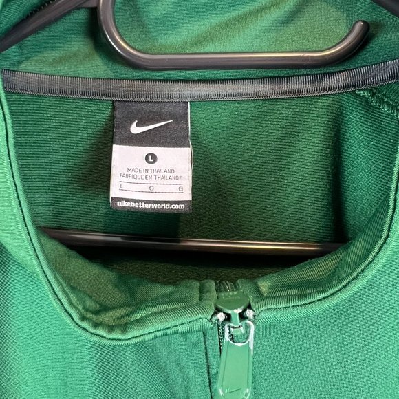 Nike Track Jacket Swoosh Logo Sportswear Full Zip Mock Neck Green Long Sleeve L - Picture 5 of 10